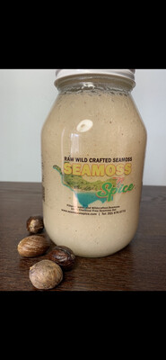 32 Oz Organic WILDCRAFTED Sea Moss Gel Infused With Cinnamon & Nutmeg Powder 