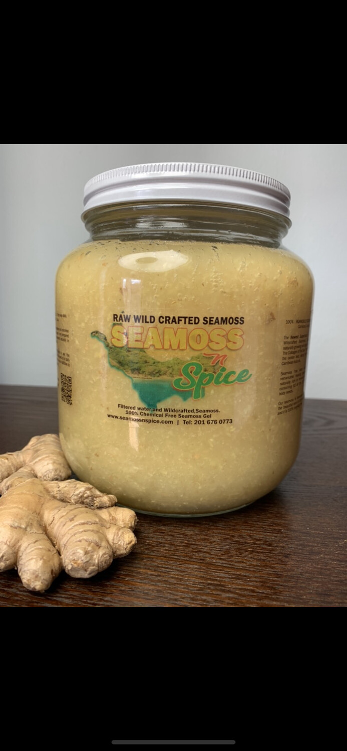 64 Oz Organic WILDCRAFTED Sea Moss Gel Infused With Ginger 