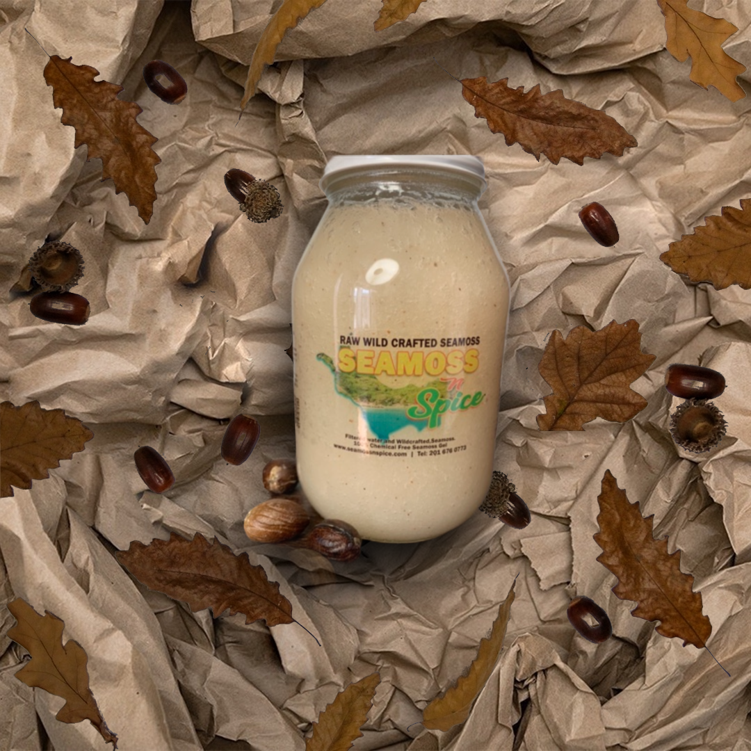 32 Oz Organic WILDCRAFTED Sea Moss Gel Infused With Cinnamon &amp; Nutmeg Powder 