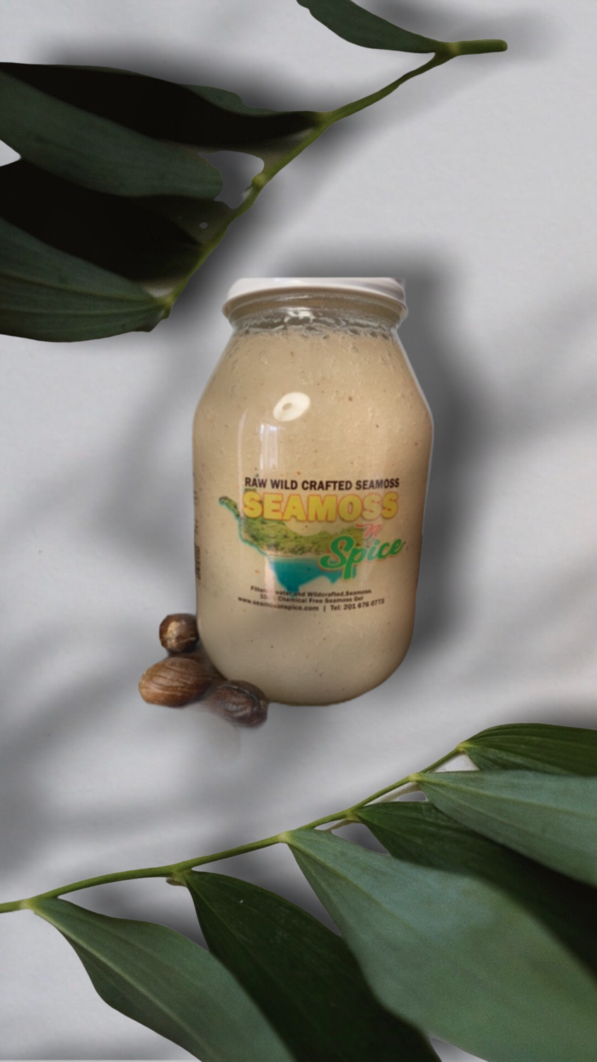 32 Oz Organic WILDCRAFTED Sea Moss Gel Infused With Cinnamon &amp; Nutmeg Powder 