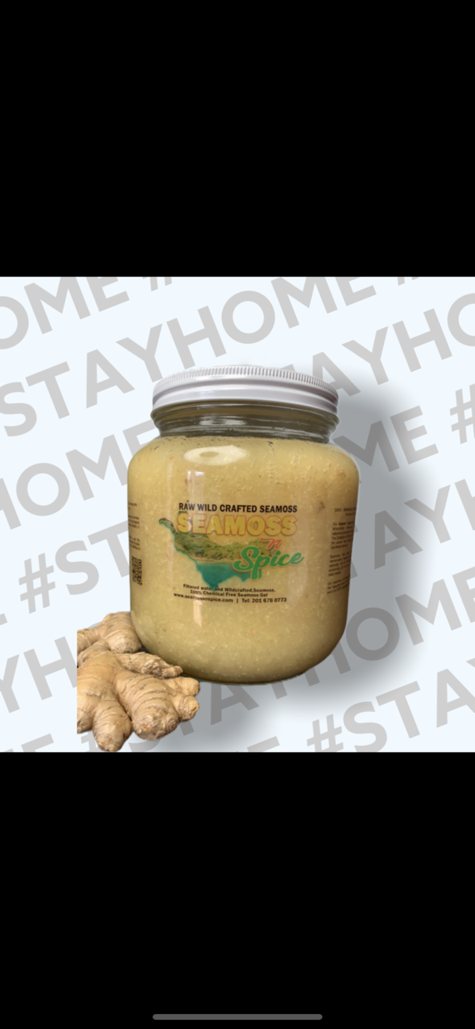 64 Oz Organic WILDCRAFTED Sea Moss Gel Infused With Ginger 