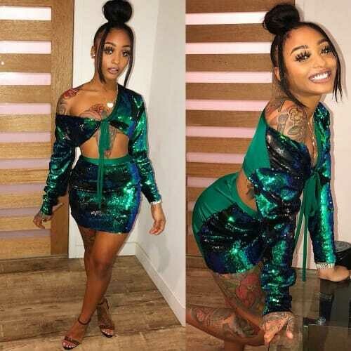 2pc Sequin Skirt Set