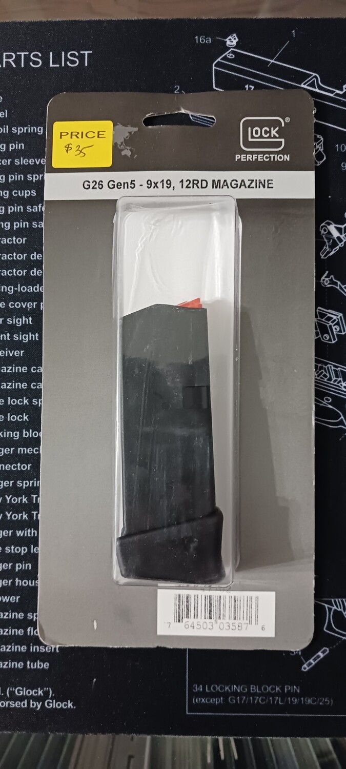 Glock 26 Gen5 9X19 12rd Magazine (Shipping &amp; P/Up Available)