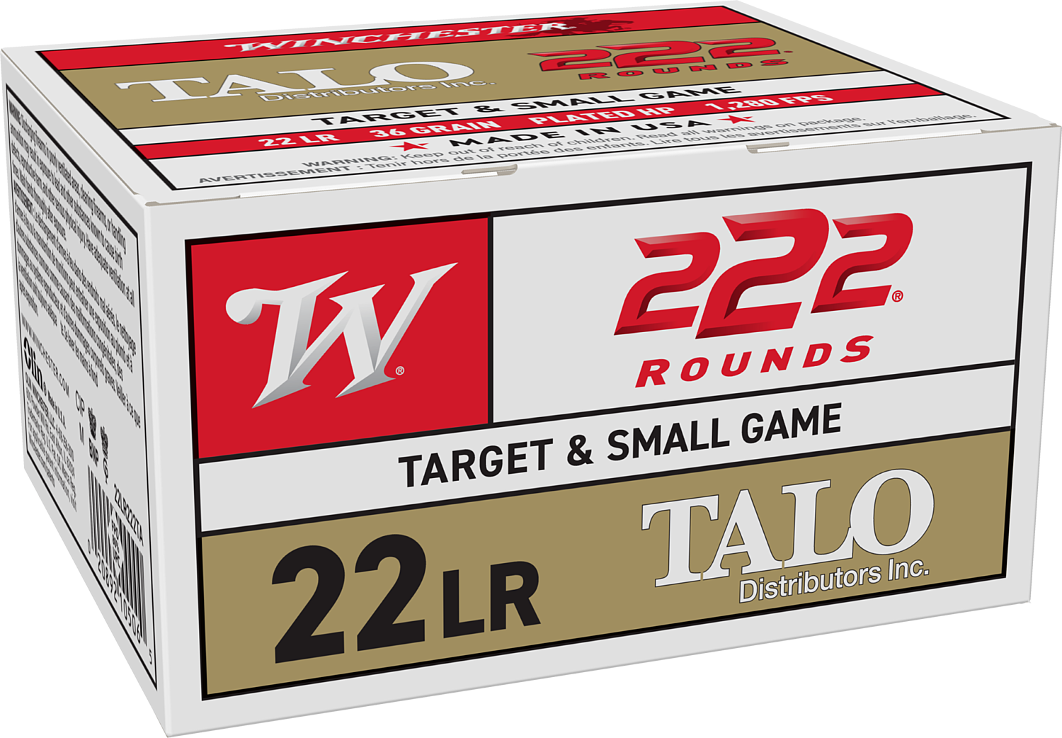 Winchester .22LR 36gr HP 222rds-Bulk