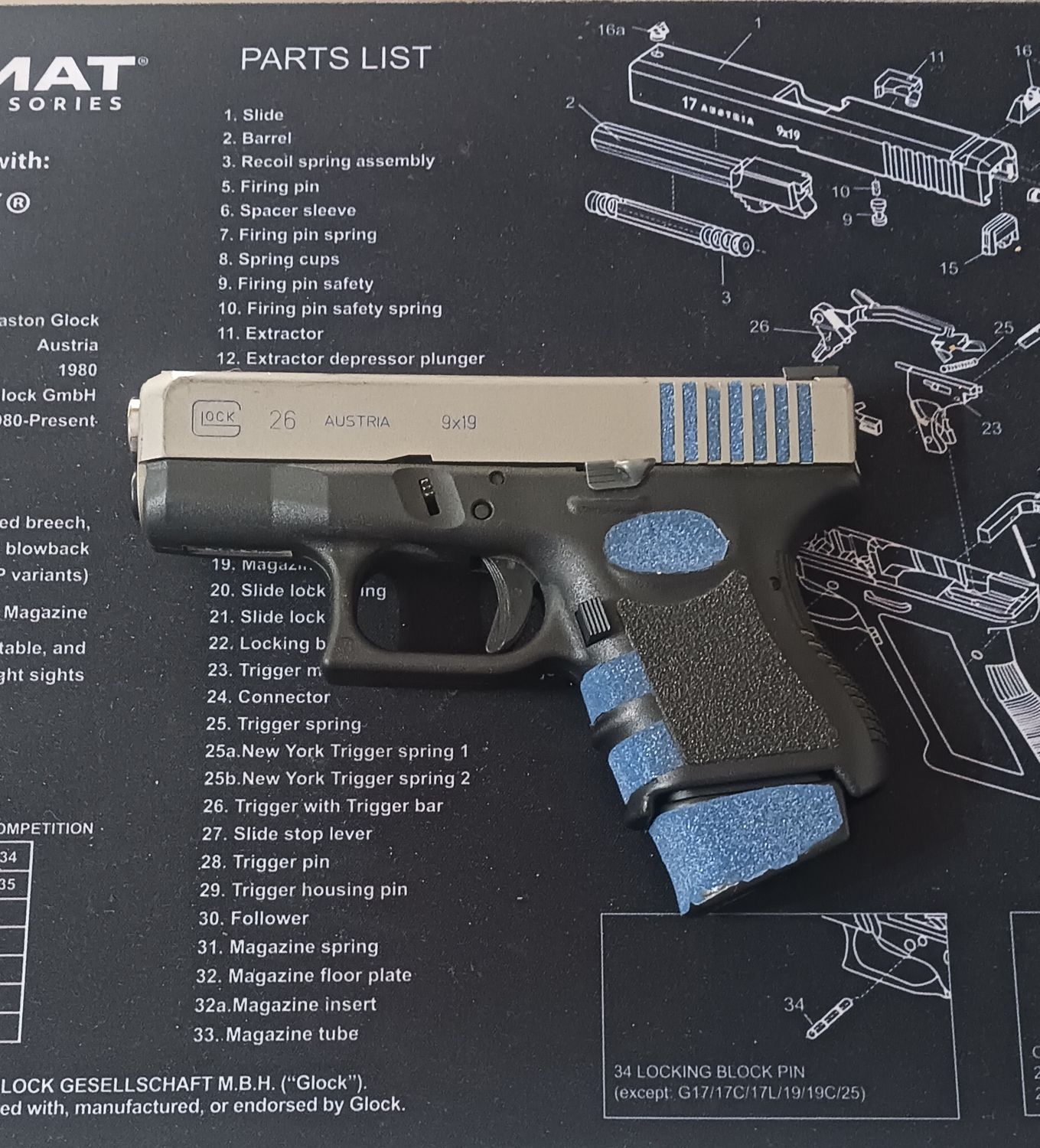 Used Glock 26 Gen3 w/1-12rd Magazine, Custom Cerakote w/Grip Tape &amp; Extended Controls. Oak Lawn, IL