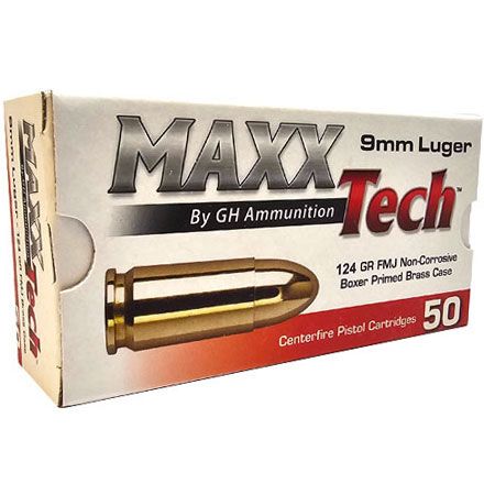 MaxxTech 9mm 124gr 50rd Box (Shipping &amp; P-Up Available)