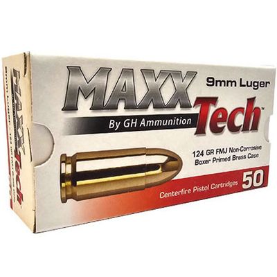 MaxxTech 9mm 124gr 50rd Box (Shipping &amp; P-Up Available)