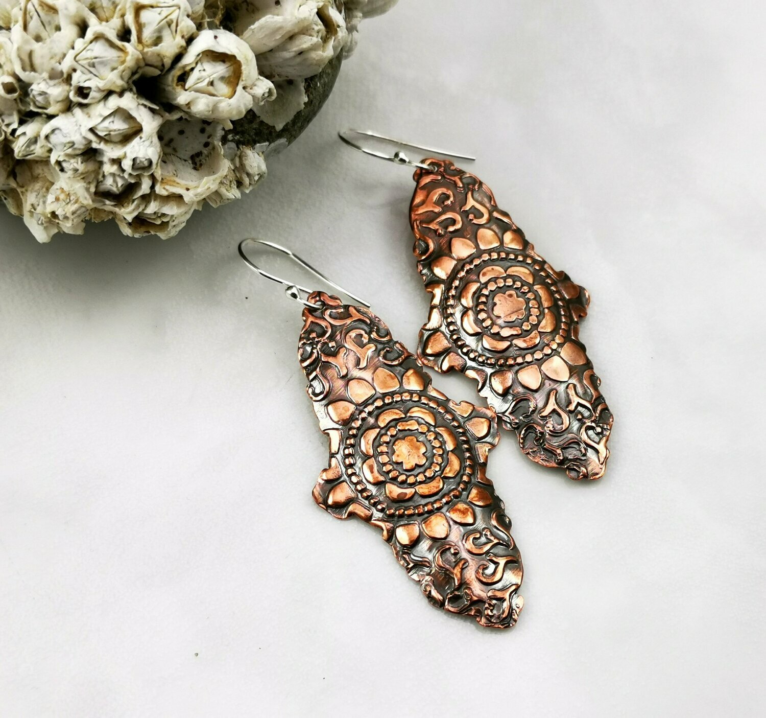 Mandala Copper Pattern Earrings