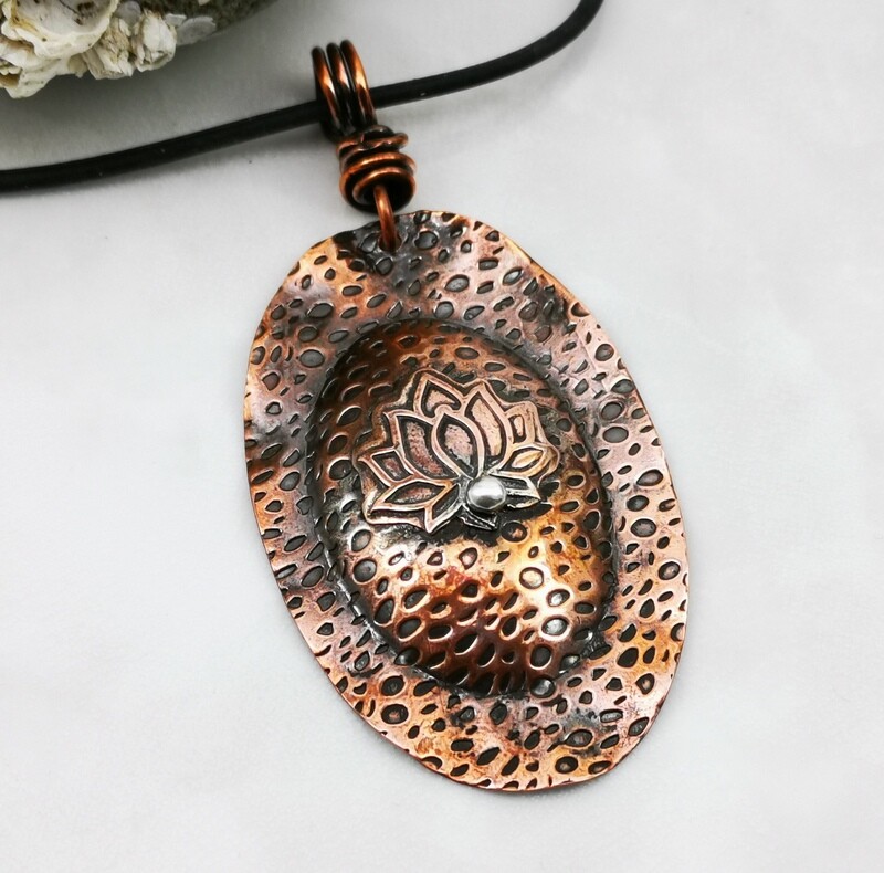Lotus Flower Copper Pendant Flower Necklace