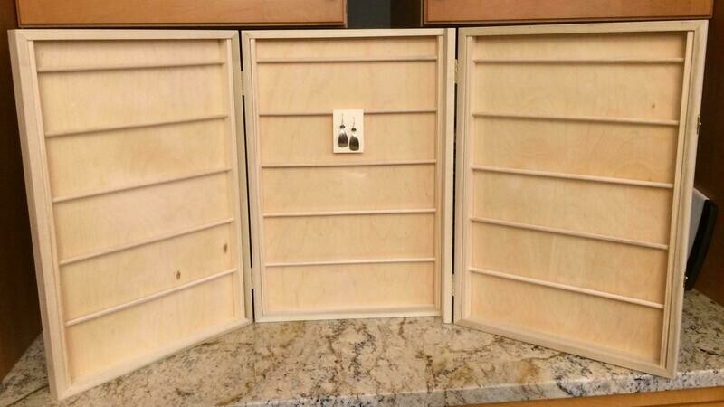 Wood Earring Jewelry Display Case Portable Display