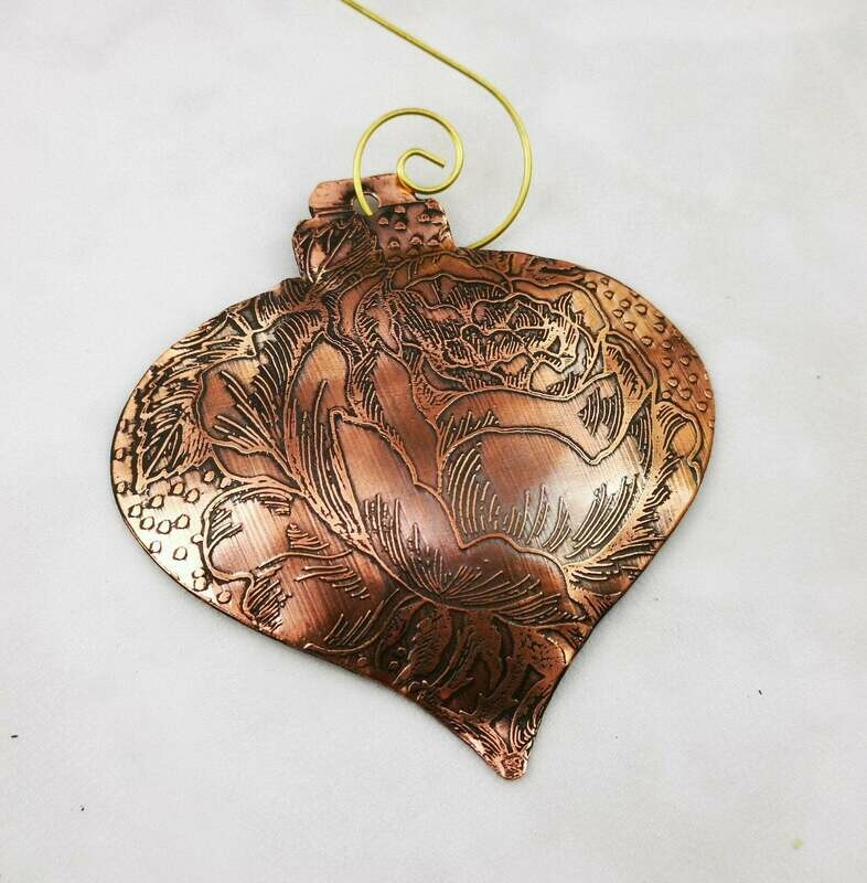 Patterned Copper Heart Home Decor Ornament