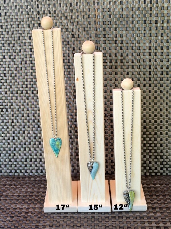 Natural Wood Minimalist Necklace Pendant Display 12&quot;, 15&quot;, 17&quot;