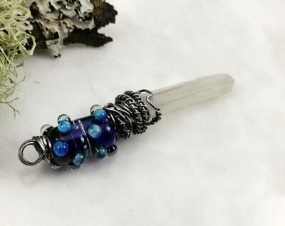 Crystal Healing, Crystal Quartz Points, Quartz Healing Stones, Reiki, Meditation, Shades of Blue, Bubbles, Lampwork, Crystal Dagger Pendant, Steel Wire Wrapped, Steel Wire, Pendant, Gifts for Her Crystal Healing, Crystal Quartz Points, Quartz Healing Stones, Reiki, Meditation, Shades of Blue, Bubbles, Lampwork, Crystal Dagger Pendant, Steel Wire Wrapped, Steel Wire, Pendant, Gifts for Her