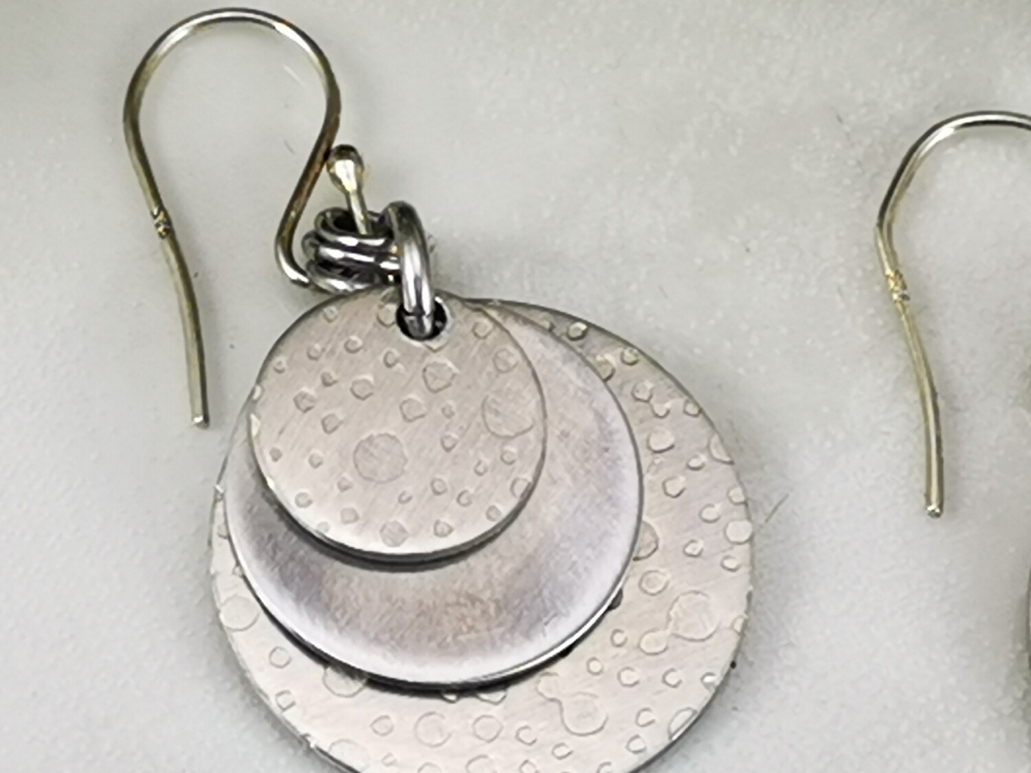 Aluminum, Circle, Round Earrings with a Bubble Patterned Texture, Lightweight, Gifts for Her
