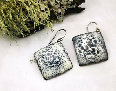 Shades of Gray and White Enameled Earrings