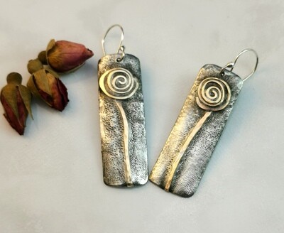 IN BLOOM Flowers, Gifts for Her, Rectangle Earrings, Rectangle Jewelry, Mixed Metal Jewelry, Mixed Metal Earrings, Brass Jewelry, Textured Solder Earrings IN BLOOM Flowers, Gifts for Her, Rectangle Earrings, Rectangle Jewelry, Mixed Metal Jewelry, Mixed Metal Earrings, Brass Jewelry, Textured Solder Earrings