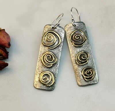 IN BLOOM Flowers, Blooming Flowers, Gifts for Her, Rectangle Earrings, Rectangle Jewelry, Mixed Metal Jewelry, Mixed Metal Earrings, Brass Jewelry, Textured Solder Earrings IN BLOOM Flowers, Blooming Flowers, Gifts for Her, Rectangle Earrings, Rectangle Jewelry, Mixed Metal Jewelry, Mixed Metal Earrings, Brass Jewelry, Textured Solder Earrings