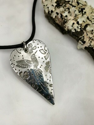 Hummingbird Sterling Silver Heart Pendant Hummingbird Sterling Silver Heart Pendant