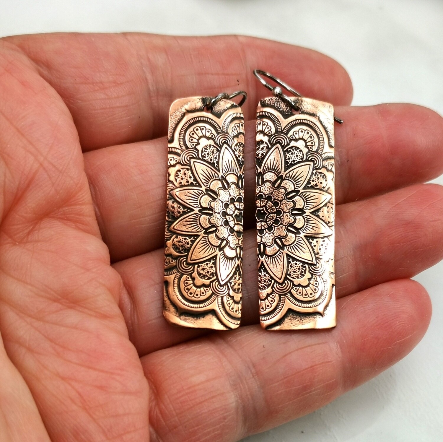 Mandala Copper Earrings