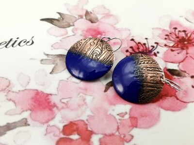 Royal Blue Enamel Jewelry, Gifts for Her, Enamel Earrings, Enamel Circle, Enamel Copper, Blue Enamel, Torch Enameled, Copper Earrings, Round Earrings Royal Blue Enamel Jewelry, Gifts for Her, Enamel Earrings, Enamel Circle, Enamel Copper, Blue Enamel, Torch Enameled, Copper Earrings, Round Earrings