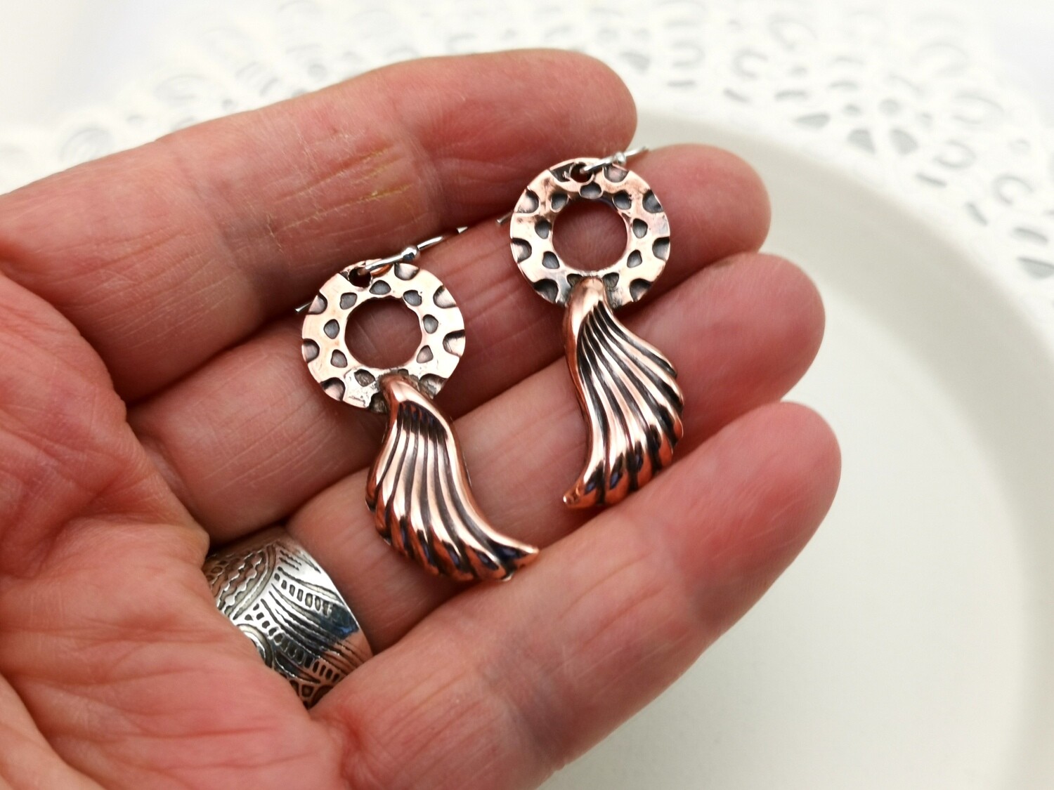 Give Souls Wings to Fly with Copper Wing Earrings, Gifts for Her, 7th Anniversary