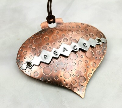 Bubble Patterned Copper Heart JOY Home Decor Ornaments