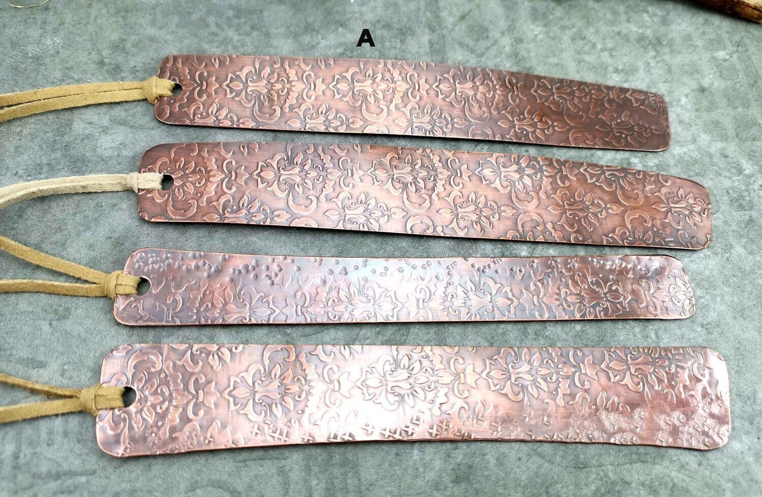 Handmade Patterned Copper Bookmarks, gifts for her, gifts for him, 7th anniversary gift
