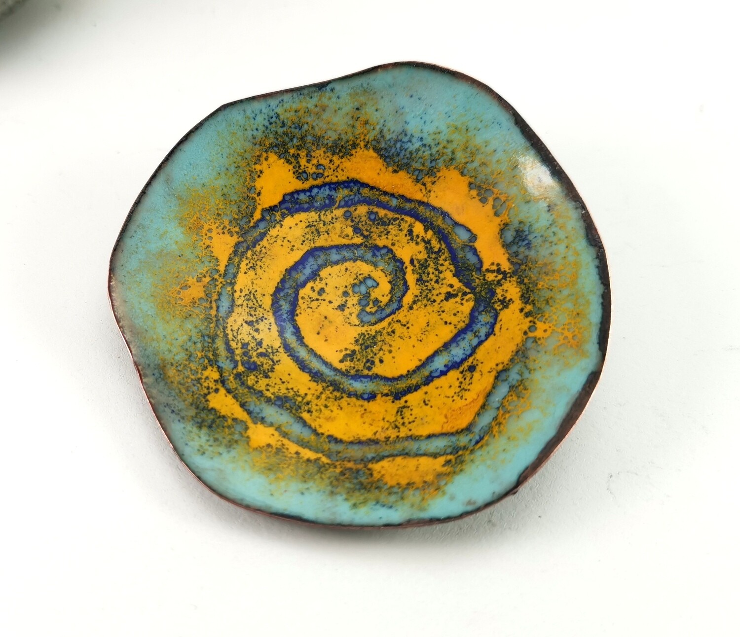 Hand Forged Enameled Copper Trinket - Ring Dish