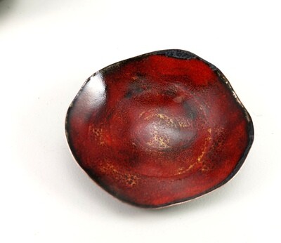 Hand Forged Enameled Copper Trinket / Ring Dish