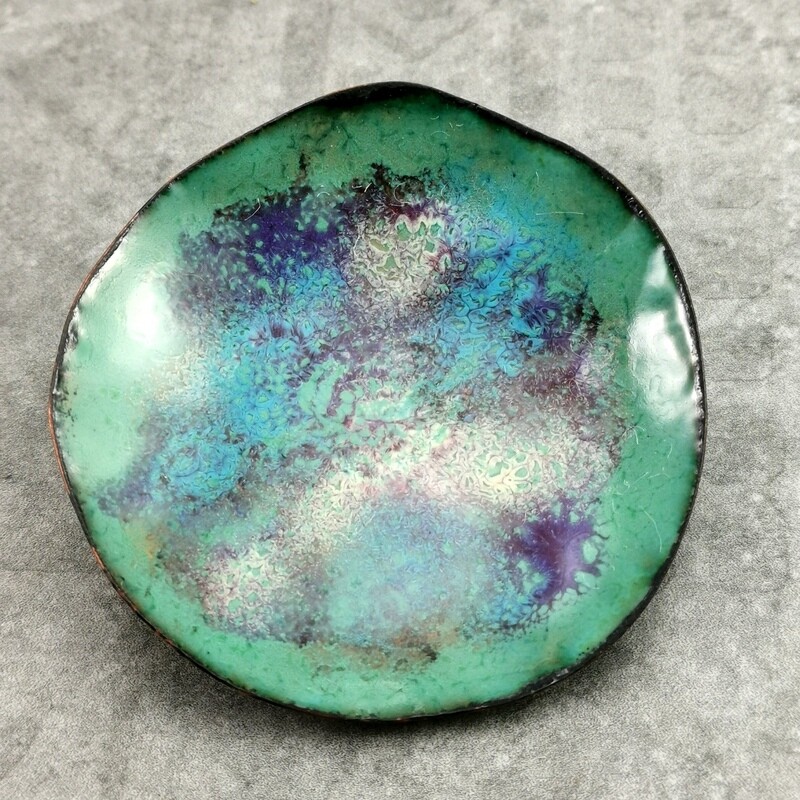 Hand Forged Enameled Copper Trinket / Ring Dish
