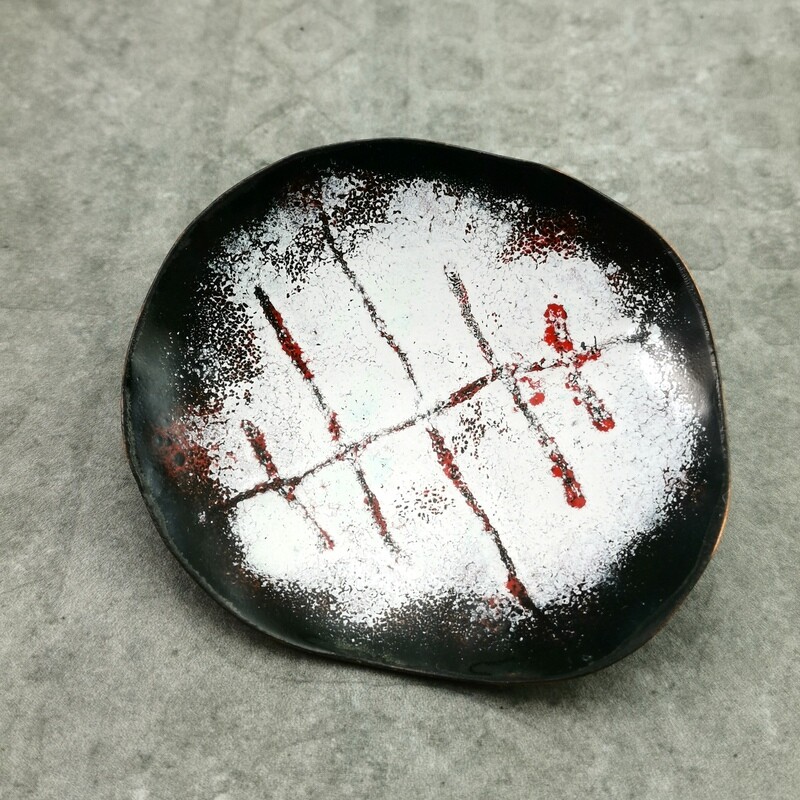Hand Forged Enameled Copper Trinket / Ring Dish