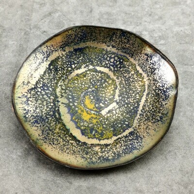 Hand Forged Enameled Copper Trinket / Ring Dish