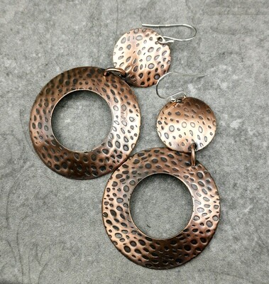 Copper Hoop Earrings BoHo Earrings Bohemian Dangle Earrings