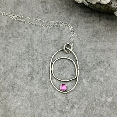 Circles and Ovals Pink Sapphire Sterling Silver pendant