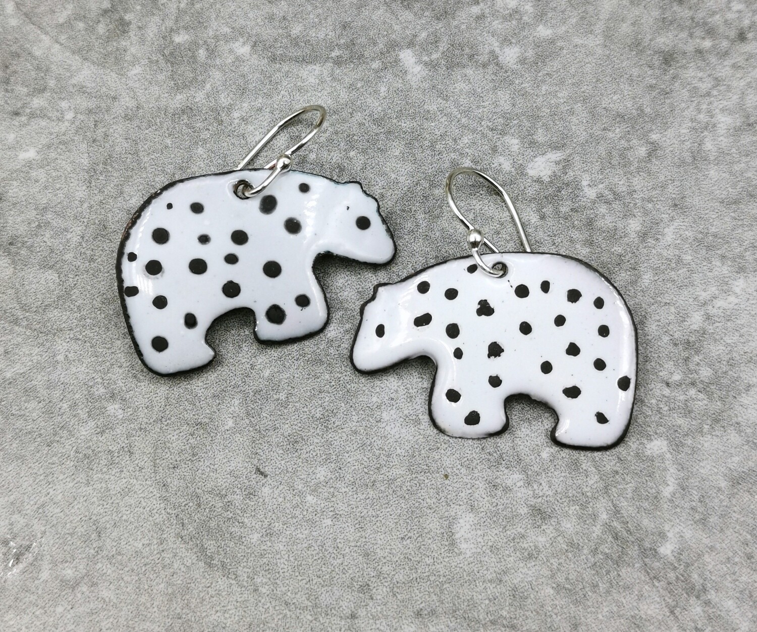 Polka Dot Enamel Earrings ZUNI Bear Fetish Earrings