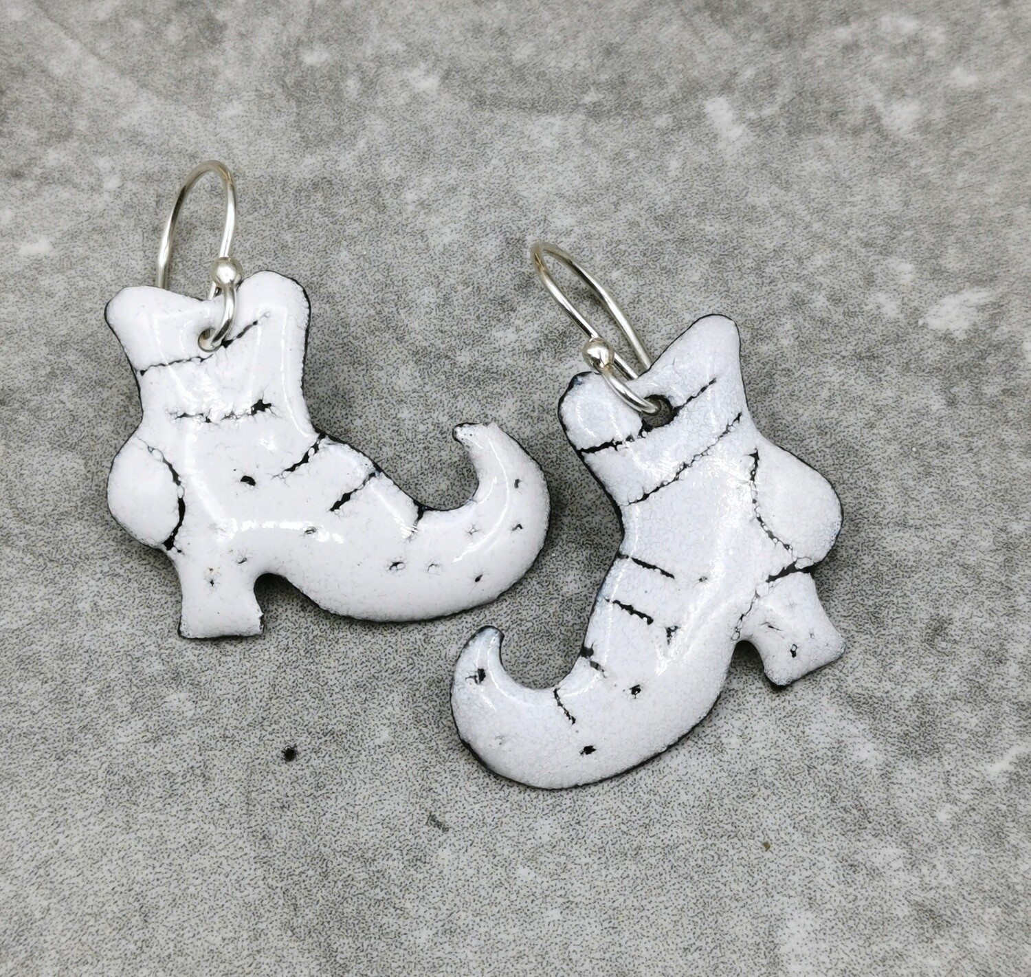 Witchy Enameled Earrings Witch Boot Earrings