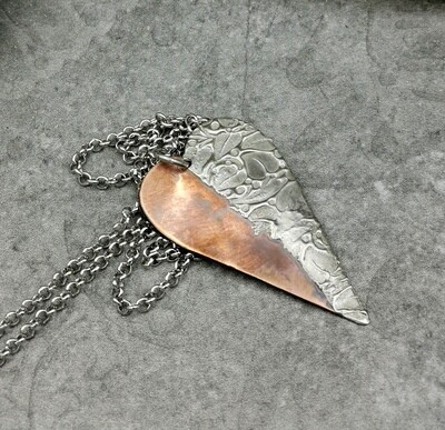 Mixed Metal Art Copper Heart Pendant