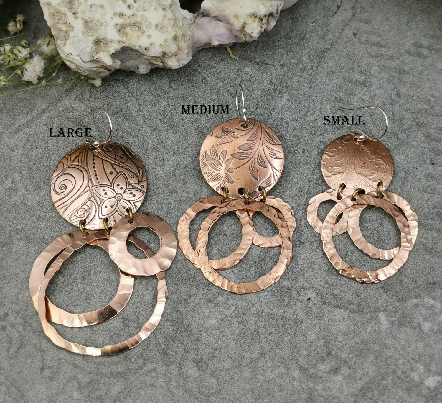 Copper Hoop Earrings BoHo Earrings Bohemian Dangle Earrings