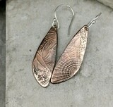 Small Teardrop Spider Weaver Web Patterned Copper Earrings