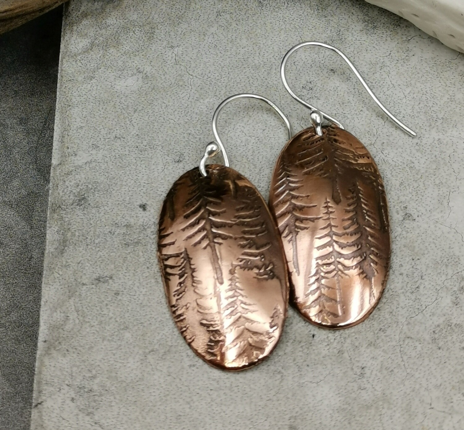 Evergreen Nature Copper Earrings Oval Copper Earrings