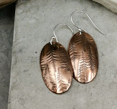 Evergreen Nature Copper Earrings Oval Copper Earrings