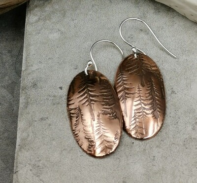 Evergreen Nature Copper Earrings Oval Copper Earrings
