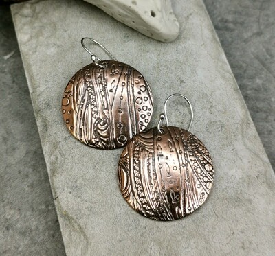 Copper Earrings Round Copper Earrings