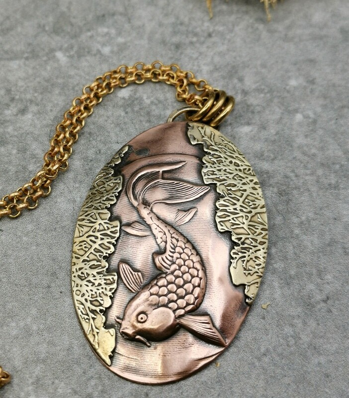 Koi Fish Pendant Copper Brass Koi Pendant