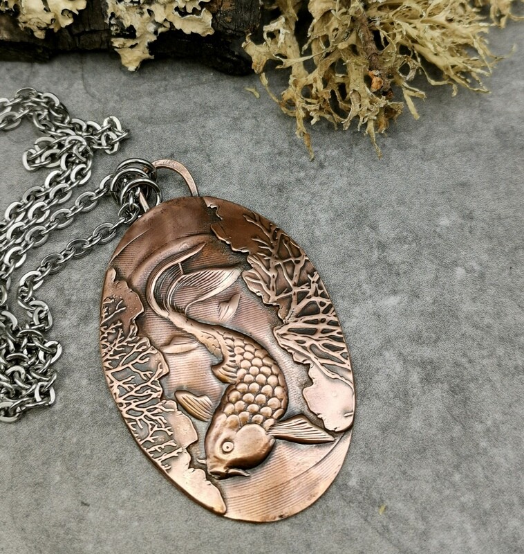 Copper Koi Fish Pendant Koi Fish Copper Pendant