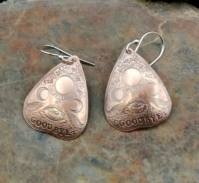 Ouija Planchette Copper Earrings Witchy Things