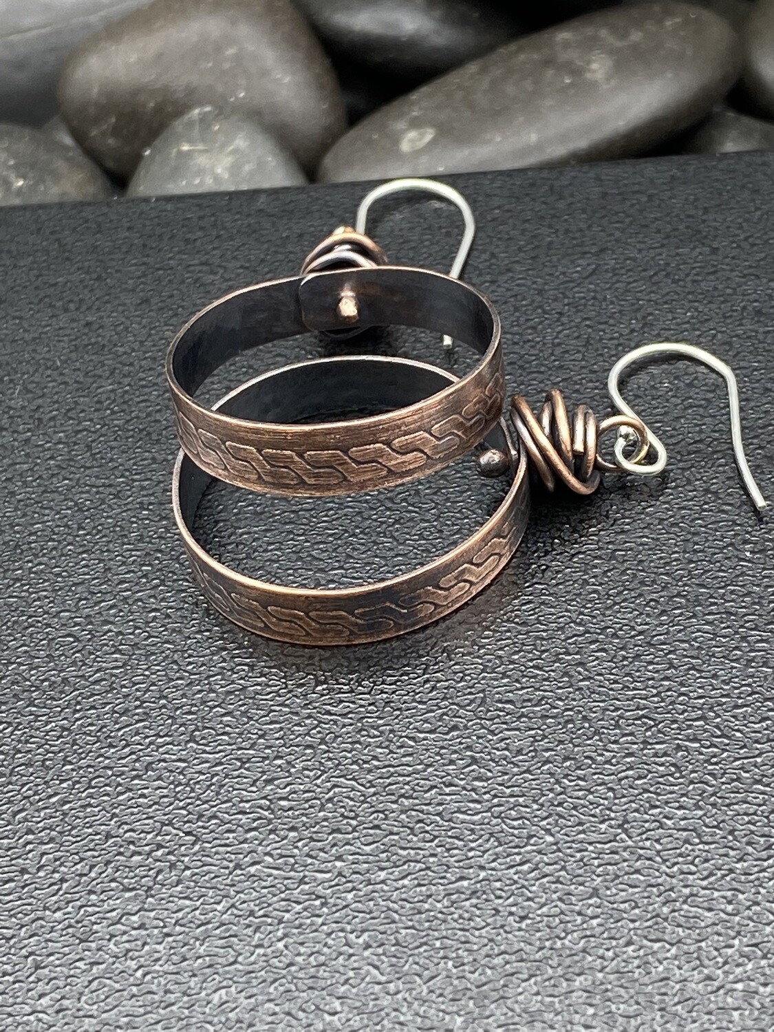 Narrow Celtic Copper Hoop Earrings Celtic Earrings