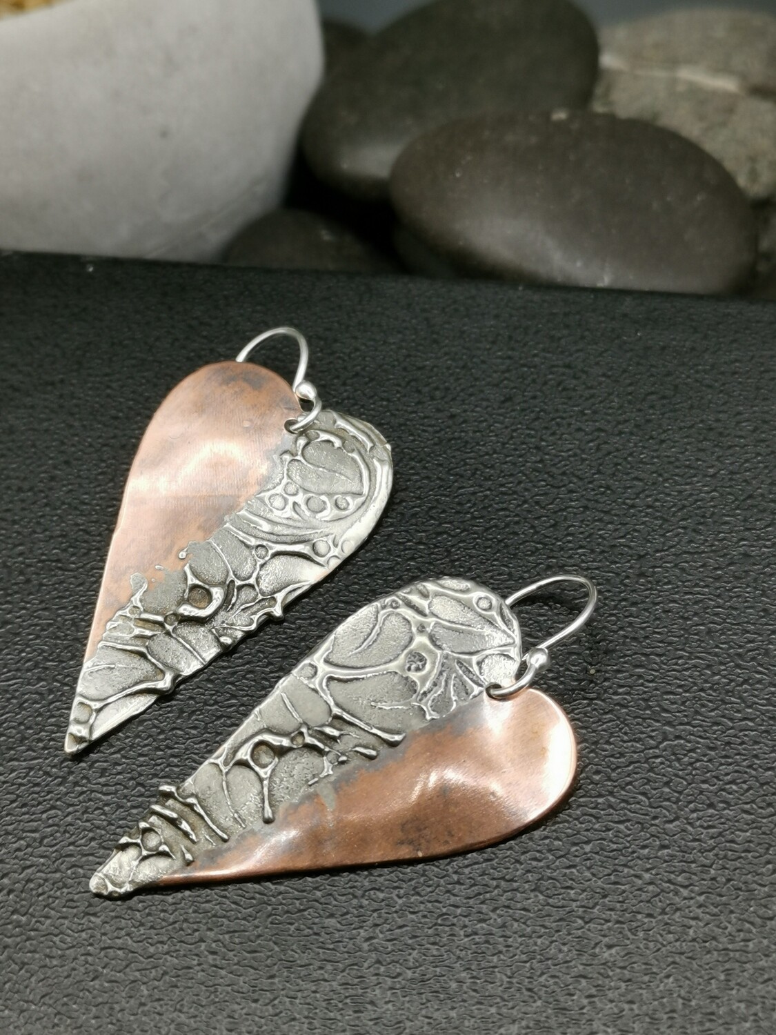 Heart-Shaped Earrings with Heart Vine Pattern