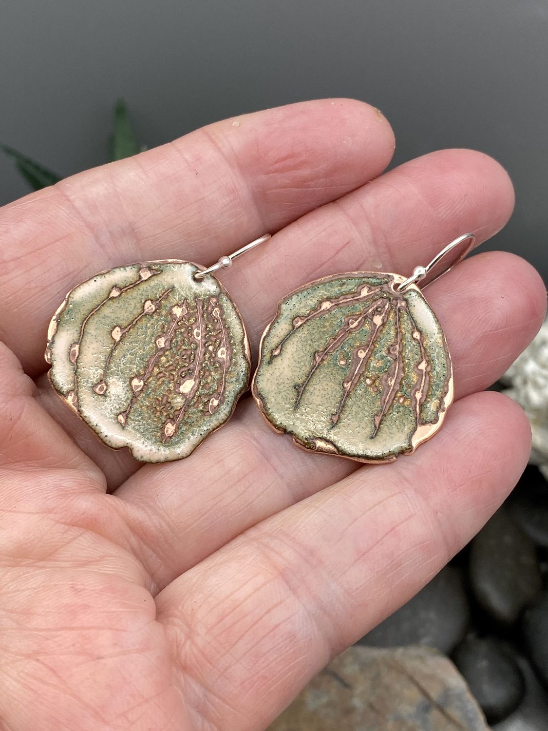 Sgraffito Enameled Earrings
