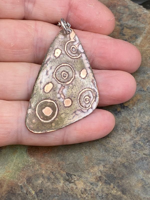 Enamel Sgraffito Pendant Enamel Jewelry